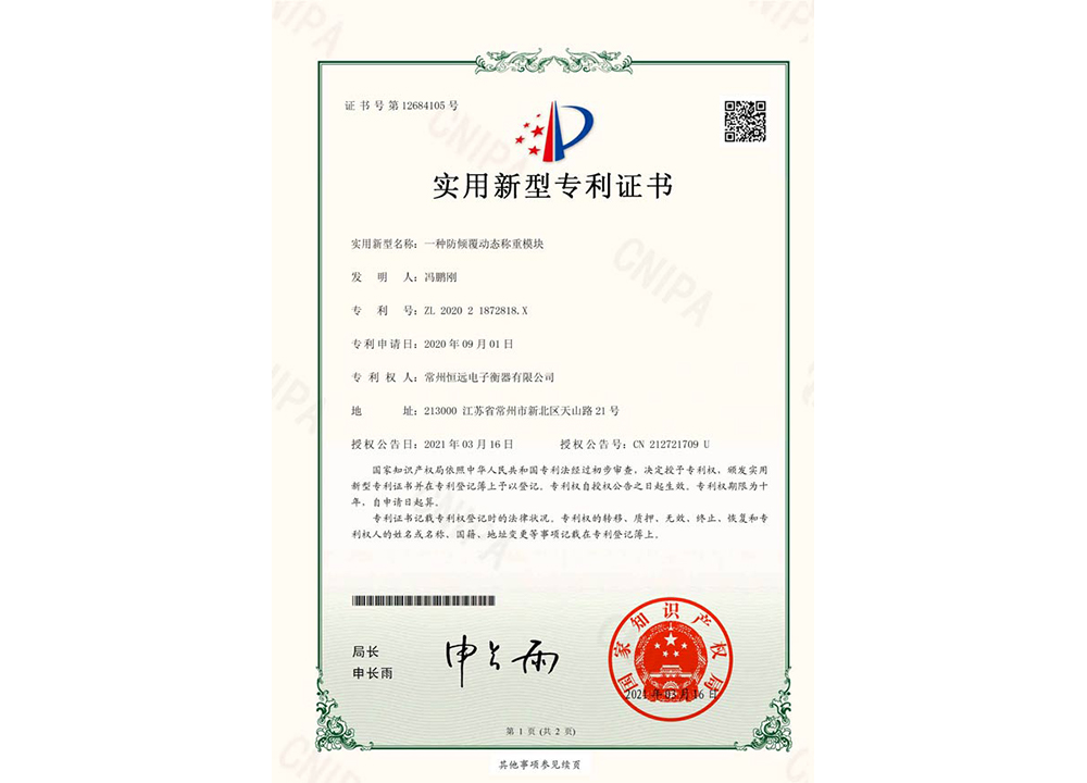 一種防(fang)傾覆動(dòng)態(tài)稱(cheng)重(zhong)糢塊